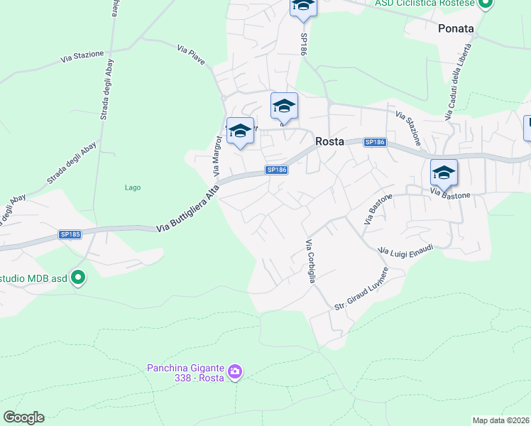map of restaurants, bars, coffee shops, grocery stores, and more near 27 Via Barrera in Rosta