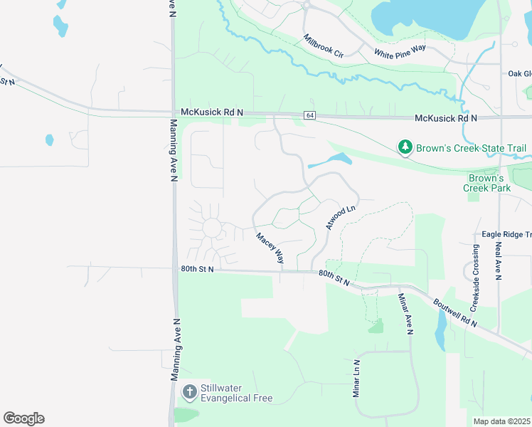 map of restaurants, bars, coffee shops, grocery stores, and more near 1223 Macey Way in Stillwater