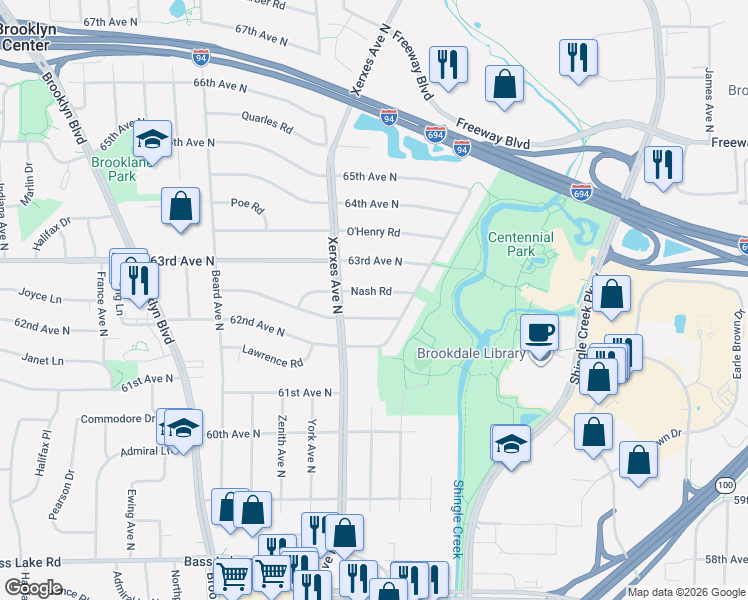 map of restaurants, bars, coffee shops, grocery stores, and more near 2901 Mumford Road in Minneapolis