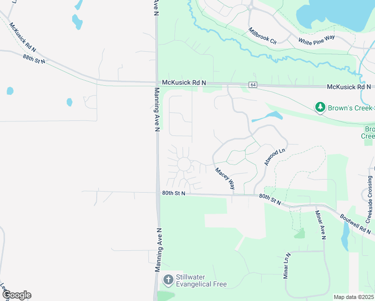 map of restaurants, bars, coffee shops, grocery stores, and more near 3609 Summit Lane in Stillwater