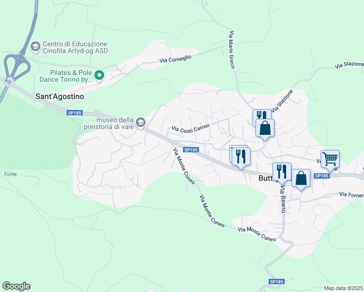 map of restaurants, bars, coffee shops, grocery stores, and more near 80 Via Avigliana in Buttigliera Alta