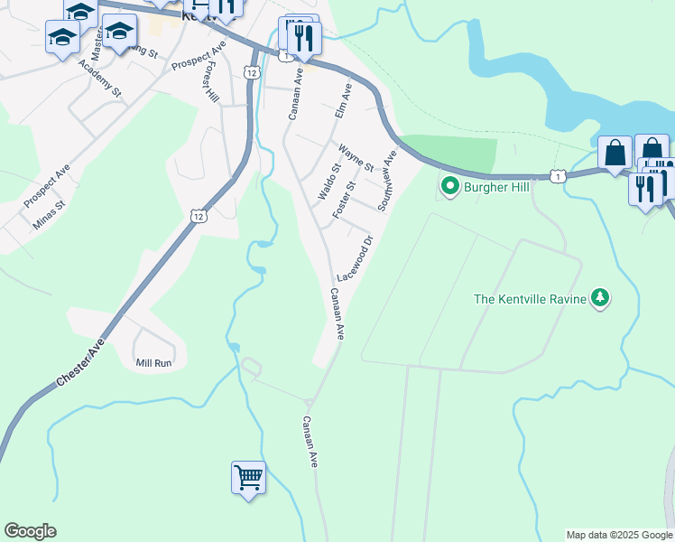 map of restaurants, bars, coffee shops, grocery stores, and more near 182 Canaan Avenue in Kentville