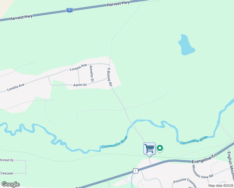 map of restaurants, bars, coffee shops, grocery stores, and more near South Bishop Road in Coldbrook