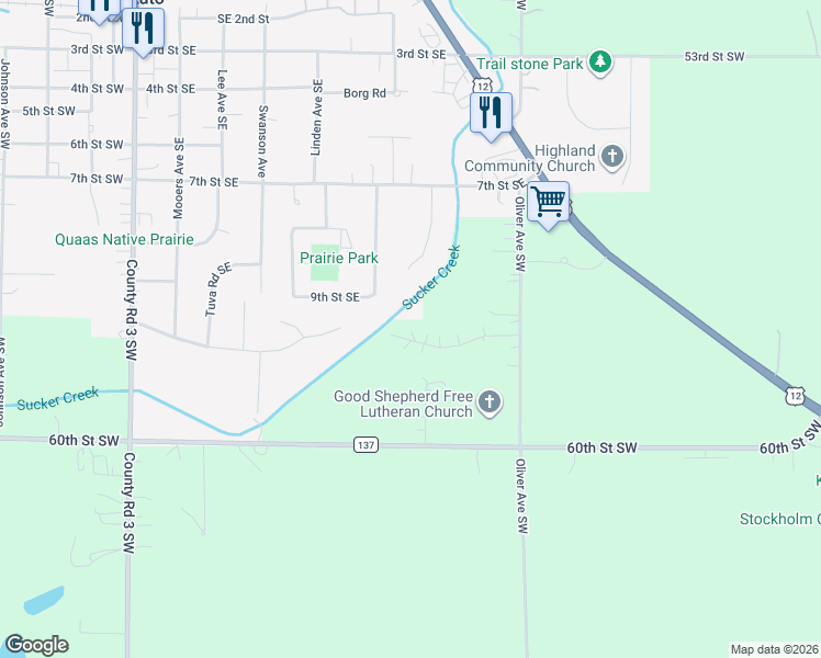 map of restaurants, bars, coffee shops, grocery stores, and more near 14206 58th Street Southwest in Cokato