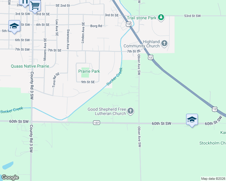 map of restaurants, bars, coffee shops, grocery stores, and more near 14206 58th Street Southwest in Cokato
