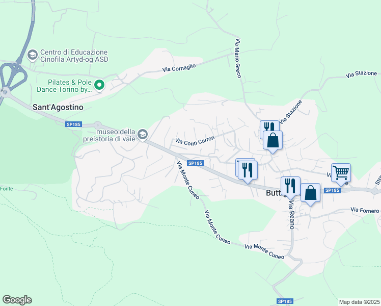 map of restaurants, bars, coffee shops, grocery stores, and more near 80 Via Avigliana in Buttigliera Alta