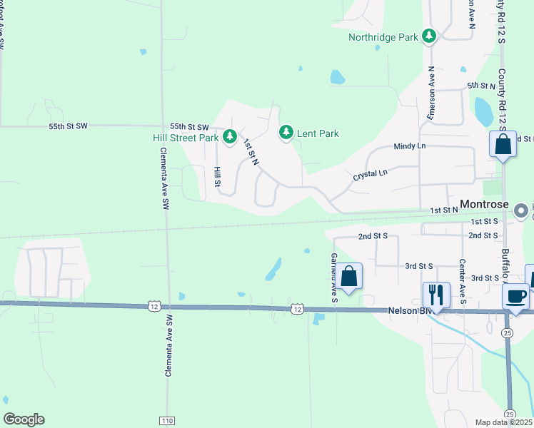 map of restaurants, bars, coffee shops, grocery stores, and more near 120 Garner Circle in Montrose