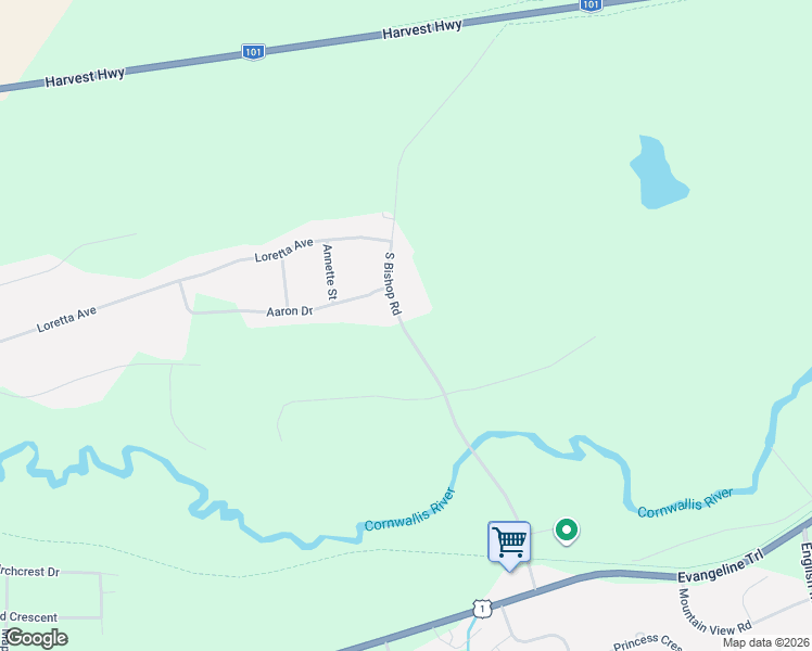 map of restaurants, bars, coffee shops, grocery stores, and more near South Bishop Road in Coldbrook