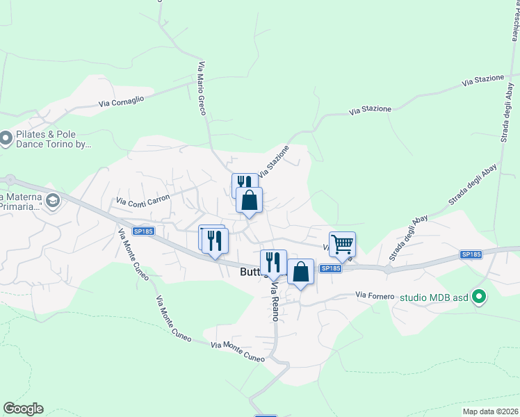 map of restaurants, bars, coffee shops, grocery stores, and more near 8 Via San Marco in Buttigliera Alta