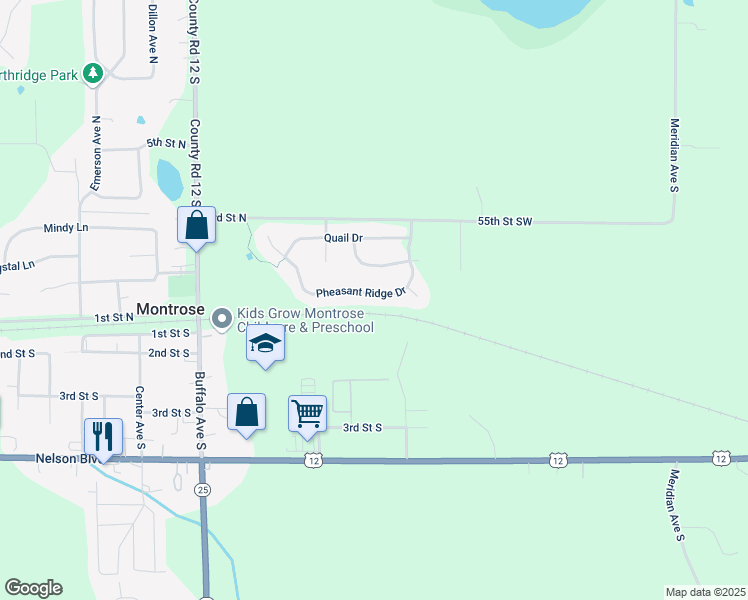 map of restaurants, bars, coffee shops, grocery stores, and more near 186 Pheasant Ridge Drive in Montrose