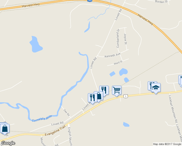 map of restaurants, bars, coffee shops, grocery stores, and more near 2949 Lovett Road in Coldbrook