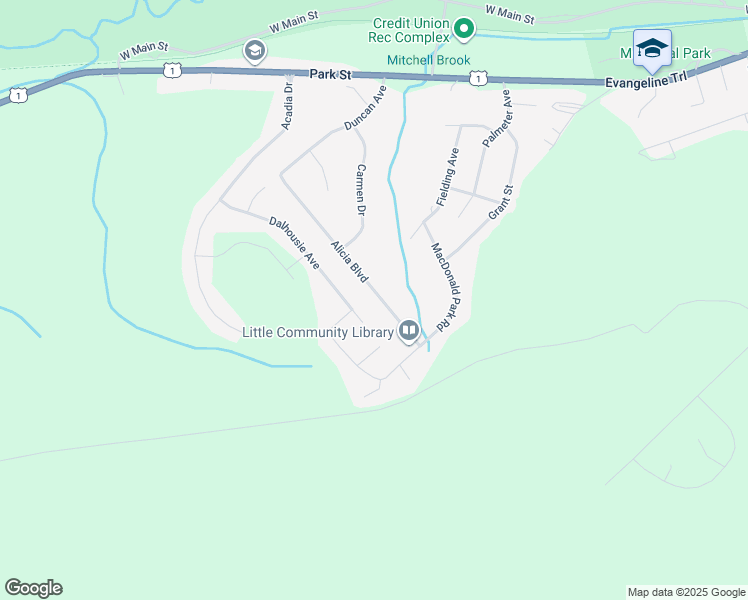 map of restaurants, bars, coffee shops, grocery stores, and more near 57 Alicia Boulevard in Kentville