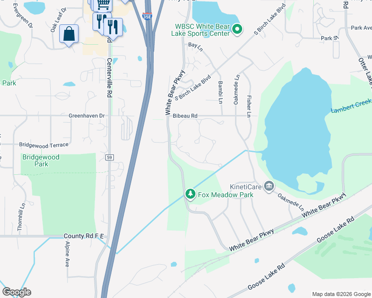 map of restaurants, bars, coffee shops, grocery stores, and more near 1206 Birch Pond Trail in White Bear Lake