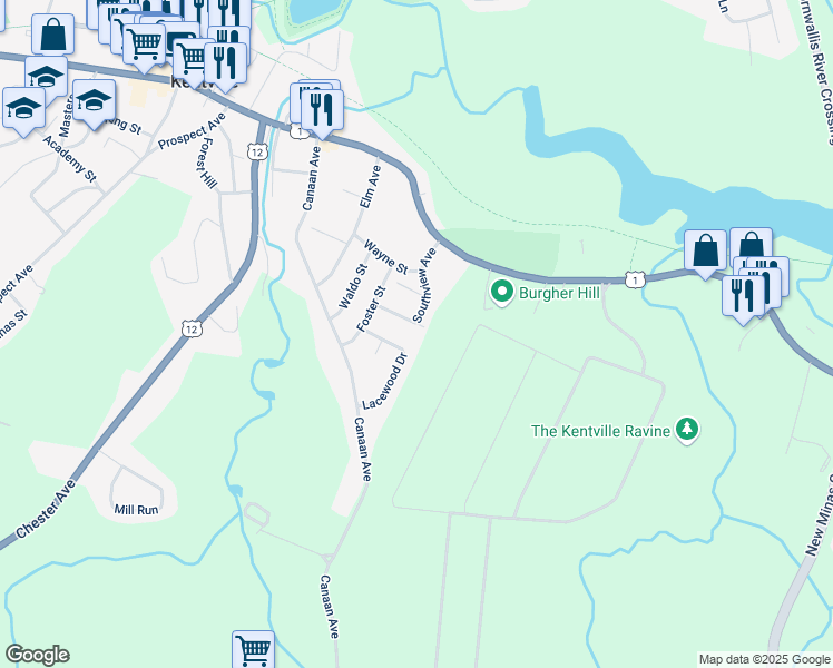 map of restaurants, bars, coffee shops, grocery stores, and more near 6 Lavinia Street in Kentville