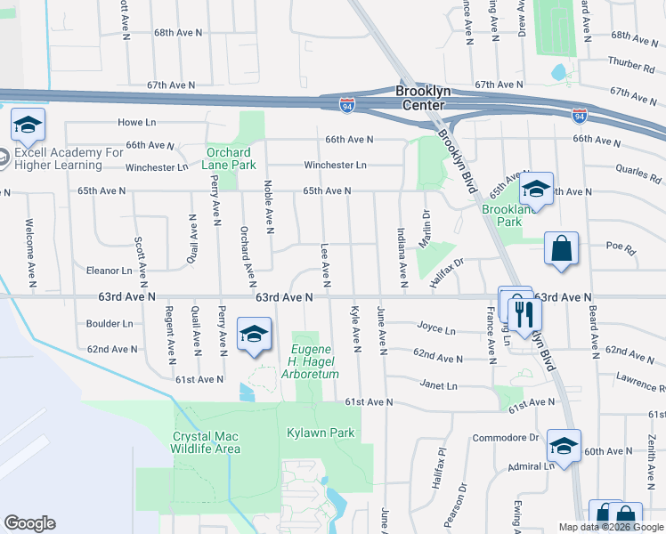 map of restaurants, bars, coffee shops, grocery stores, and more near 4500 Kathrene Drive in Minneapolis