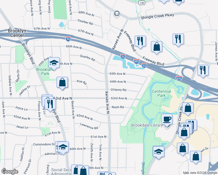 map of restaurants, bars, coffee shops, grocery stores, and more near 2918 O'Henry Road in Minneapolis