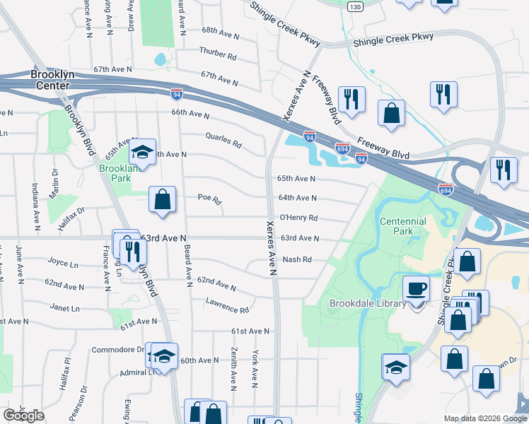 map of restaurants, bars, coffee shops, grocery stores, and more near 2918 O'Henry Road in Minneapolis