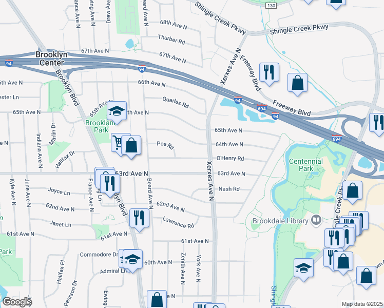 map of restaurants, bars, coffee shops, grocery stores, and more near 3100 O'Henry Road in Minneapolis