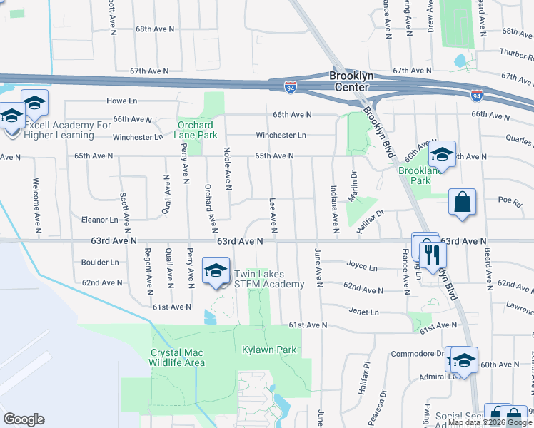 map of restaurants, bars, coffee shops, grocery stores, and more near 4500 Kathrene Drive in Minneapolis