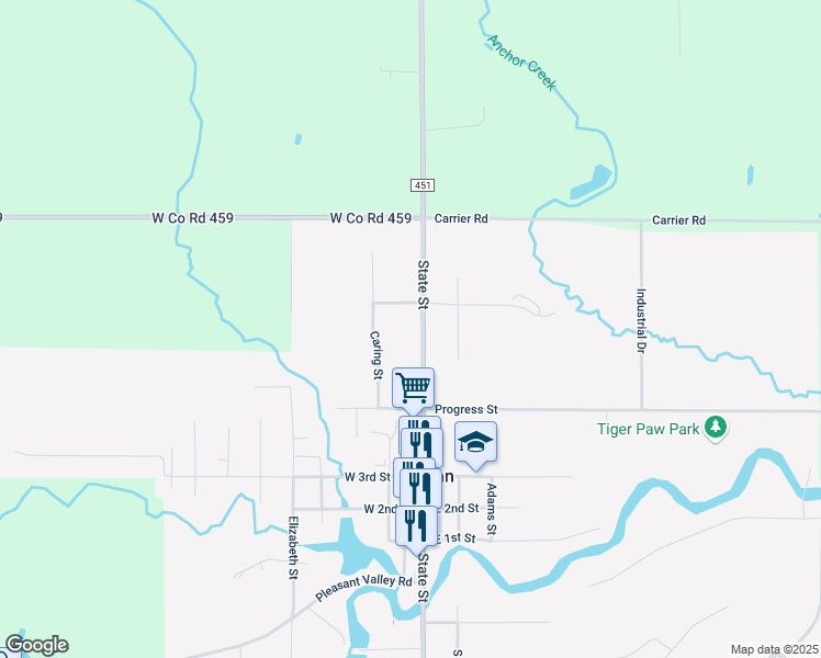 map of restaurants, bars, coffee shops, grocery stores, and more near 641 State Street in Hillman