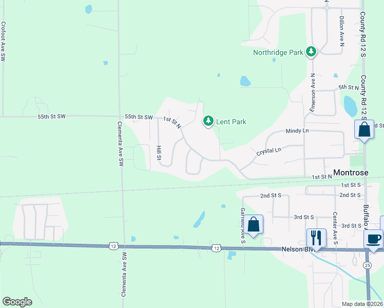 map of restaurants, bars, coffee shops, grocery stores, and more near 148 Garner Circle in Montrose