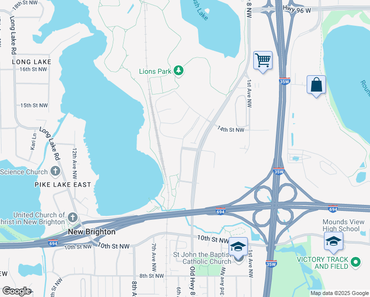 map of restaurants, bars, coffee shops, grocery stores, and more near 490 Central Park Boulevard in New Brighton