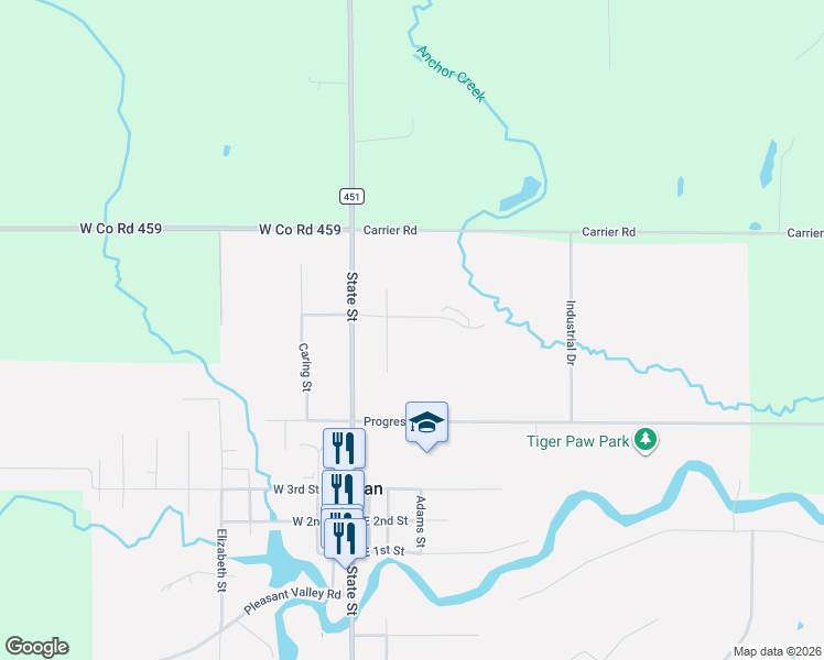 map of restaurants, bars, coffee shops, grocery stores, and more near 24101-24299 Jonathan Street in Hillman