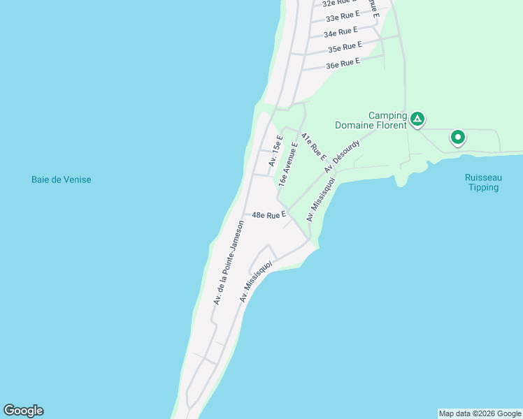 map of restaurants, bars, coffee shops, grocery stores, and more near 108 48e Rue Est in Venise-en-Québec