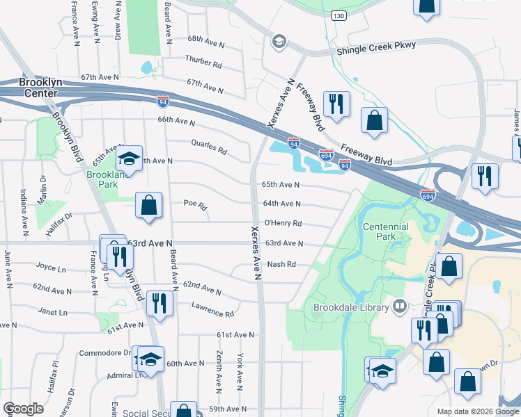 map of restaurants, bars, coffee shops, grocery stores, and more near 2918 O'Henry Road in Minneapolis