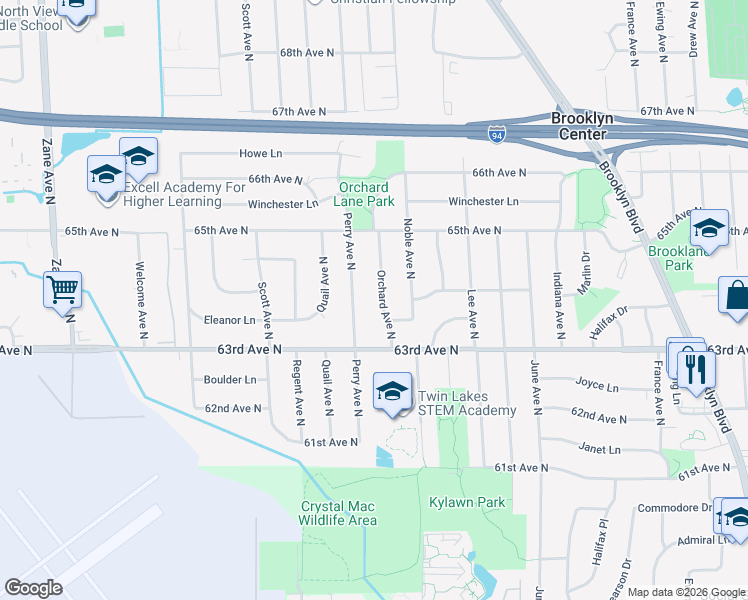 map of restaurants, bars, coffee shops, grocery stores, and more near 6318 Perry Avenue North in Minneapolis