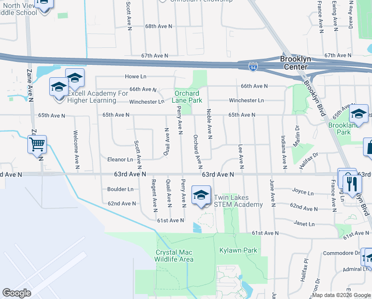 map of restaurants, bars, coffee shops, grocery stores, and more near 6318 Perry Avenue North in Minneapolis