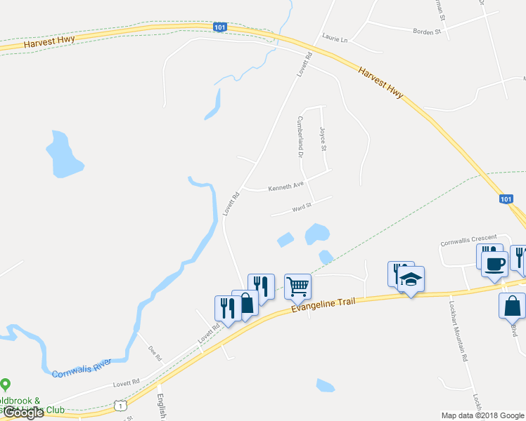 map of restaurants, bars, coffee shops, grocery stores, and more near 2845 Ward Street in Coldbrook