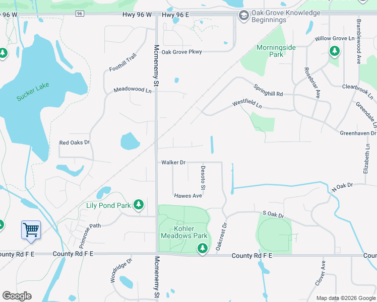 map of restaurants, bars, coffee shops, grocery stores, and more near 423 Walker Drive in Vadnais Heights