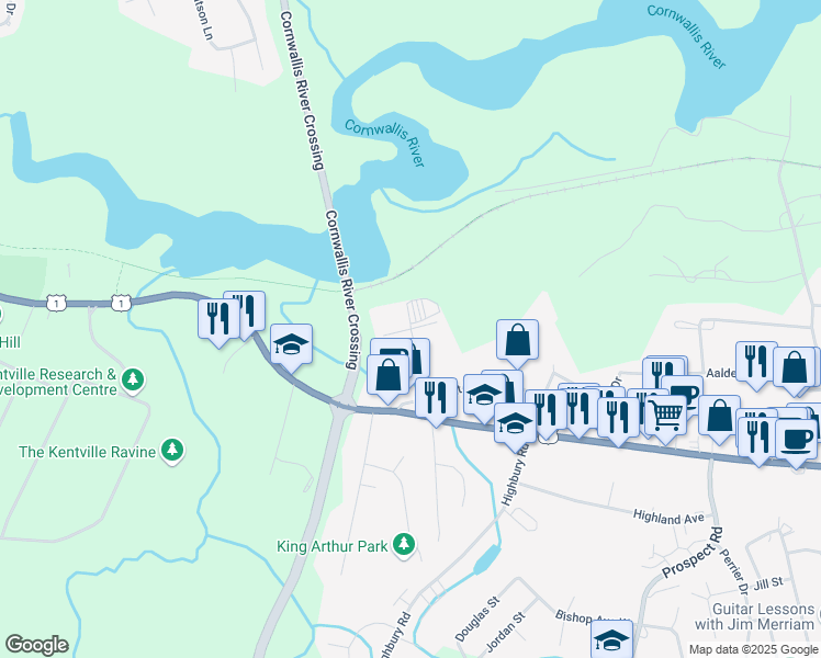 map of restaurants, bars, coffee shops, grocery stores, and more near Howe Avenue in New Minas