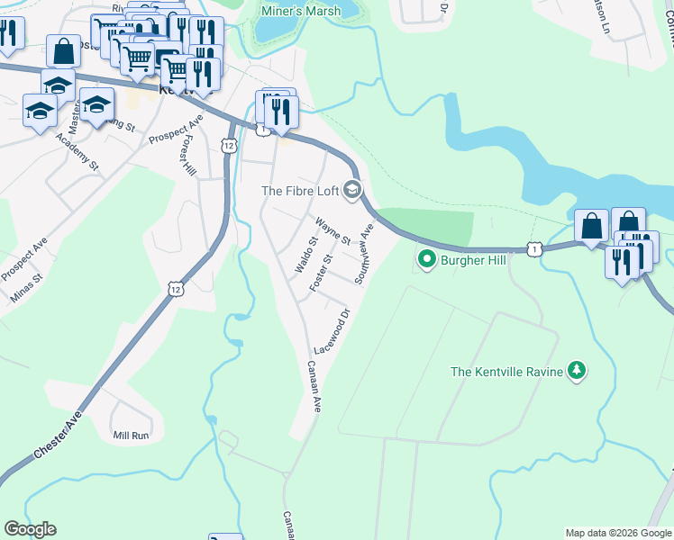 map of restaurants, bars, coffee shops, grocery stores, and more near 14 Lavinia Street in Kentville