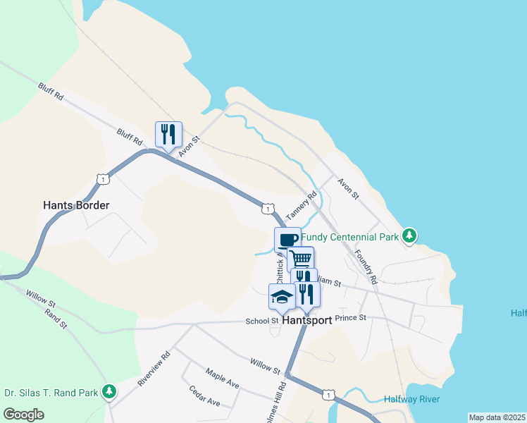 map of restaurants, bars, coffee shops, grocery stores, and more near in Hants Border