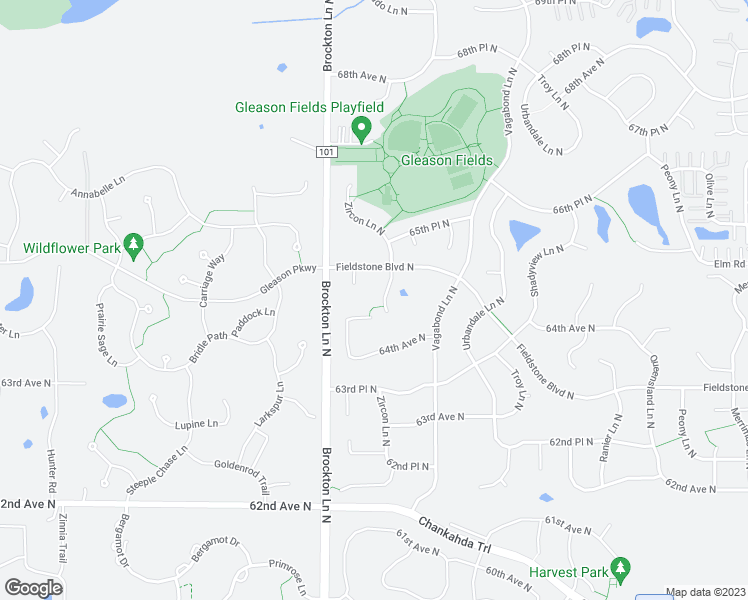 map of restaurants, bars, coffee shops, grocery stores, and more near 6441 Zircon Lane North in Osseo