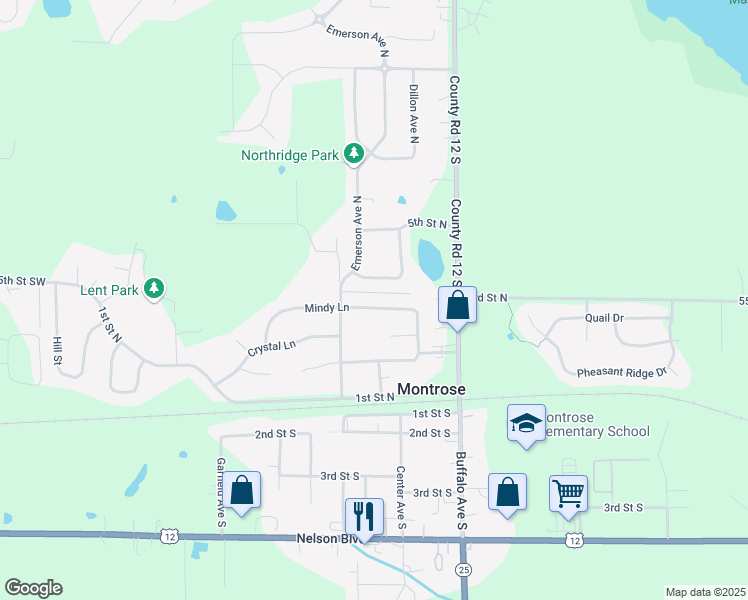 map of restaurants, bars, coffee shops, grocery stores, and more near 139 Mindy Lane in Montrose