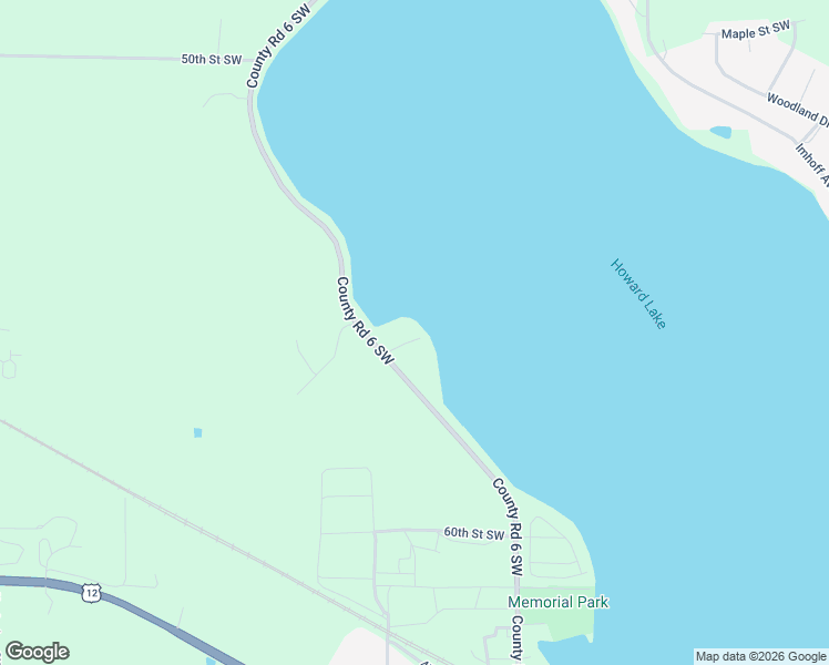 map of restaurants, bars, coffee shops, grocery stores, and more near 5536 County Road 6 Southwest in Howard Lake