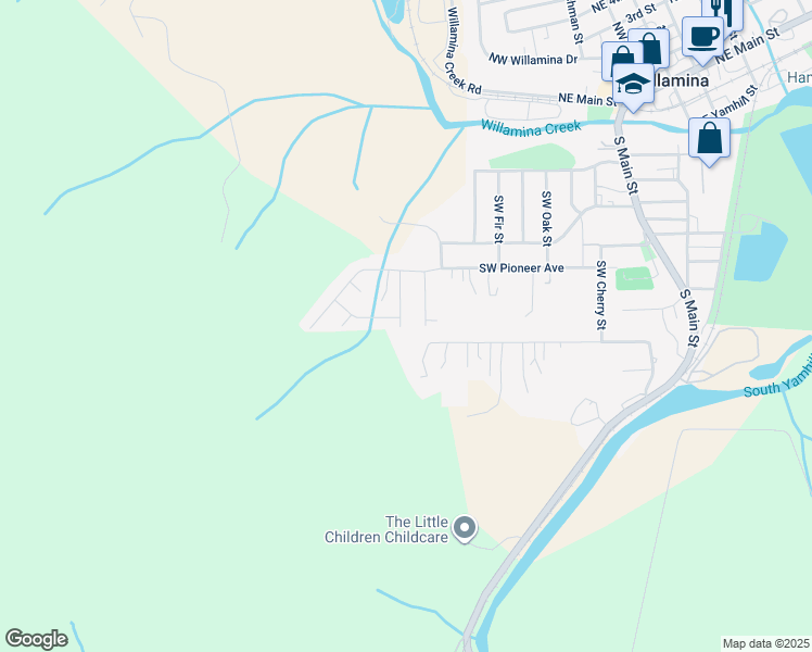 map of restaurants, bars, coffee shops, grocery stores, and more near 930 Southwest Conastoga Street in Willamina