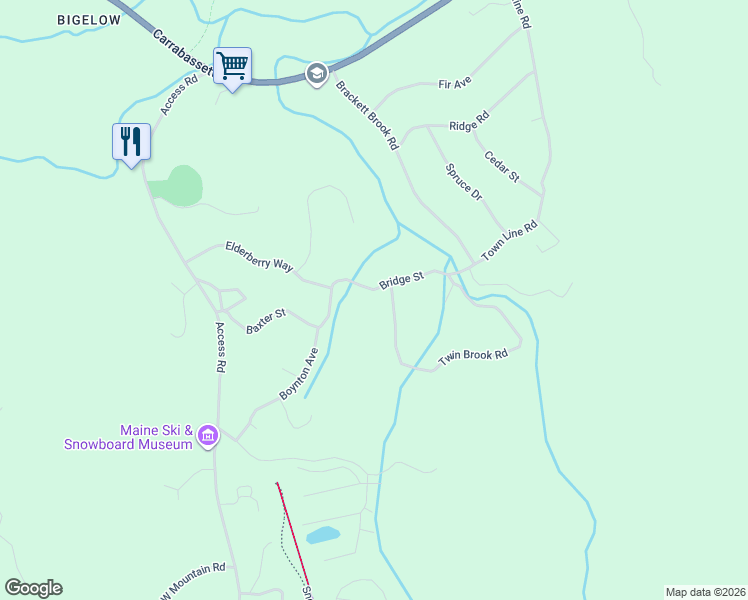map of restaurants, bars, coffee shops, grocery stores, and more near 5000 Twin Brook Road in Carrabassett Valley