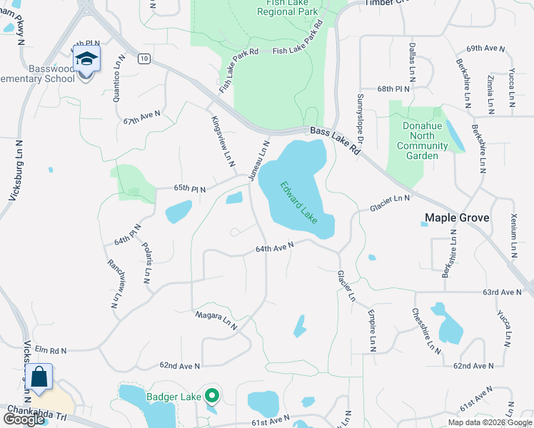 map of restaurants, bars, coffee shops, grocery stores, and more near 6427 Ithaca Lane North in Maple Grove