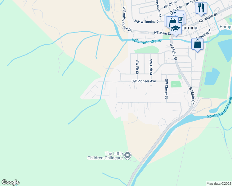 map of restaurants, bars, coffee shops, grocery stores, and more near 930 Southwest Conastoga Street in Willamina