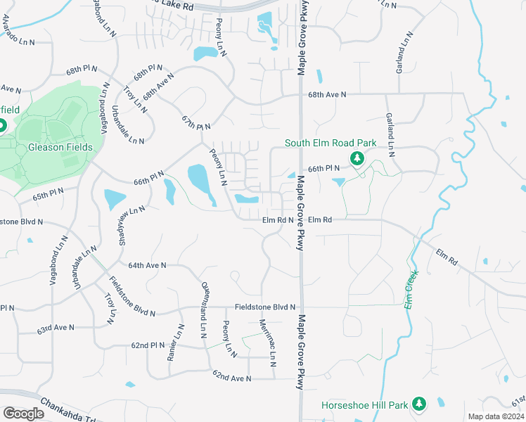map of restaurants, bars, coffee shops, grocery stores, and more near 6553 Merrimac Lane North in Maple Grove