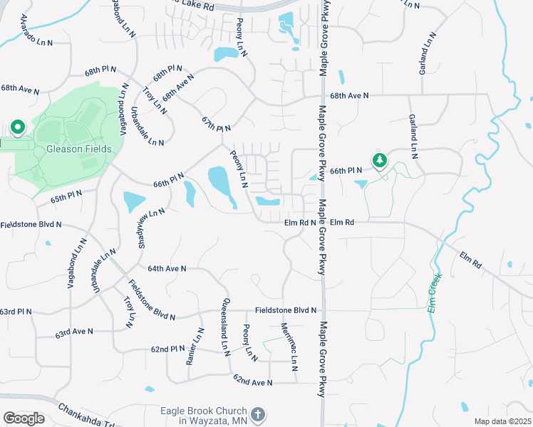 map of restaurants, bars, coffee shops, grocery stores, and more near 17800 Elm Road North in Osseo
