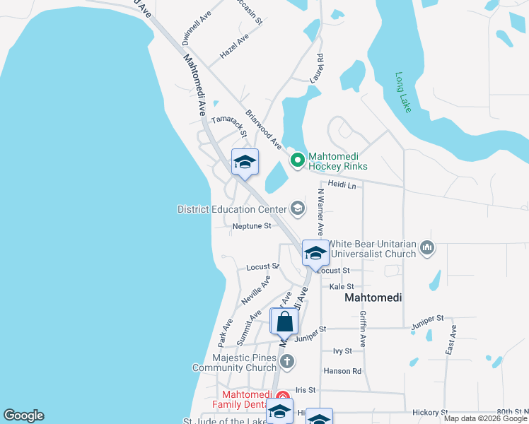 map of restaurants, bars, coffee shops, grocery stores, and more near 1405 Mahtomedi Avenue in Saint Paul