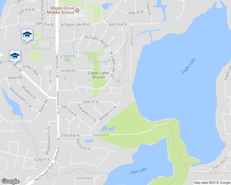 map of restaurants, bars, coffee shops, grocery stores, and more near 132 West Eagle Lake Drive in Maple Grove