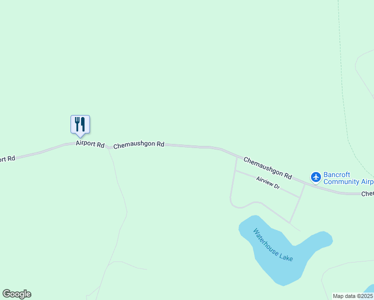 map of restaurants, bars, coffee shops, grocery stores, and more near 697 Chemaushgon Road in Bancroft