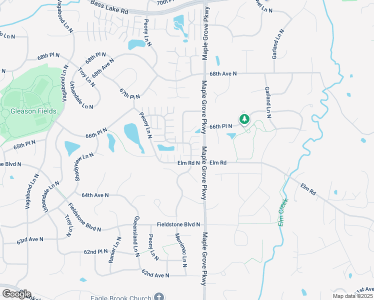 map of restaurants, bars, coffee shops, grocery stores, and more near 6553 Merrimac Lane North in Maple Grove
