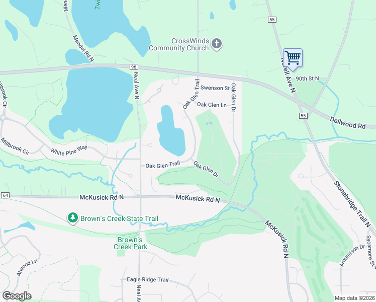 map of restaurants, bars, coffee shops, grocery stores, and more near 2010 Oak Glen Trail in Stillwater